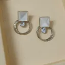 Geometric Pearl Square Drop Hoop Earrings – Anti Tarnish