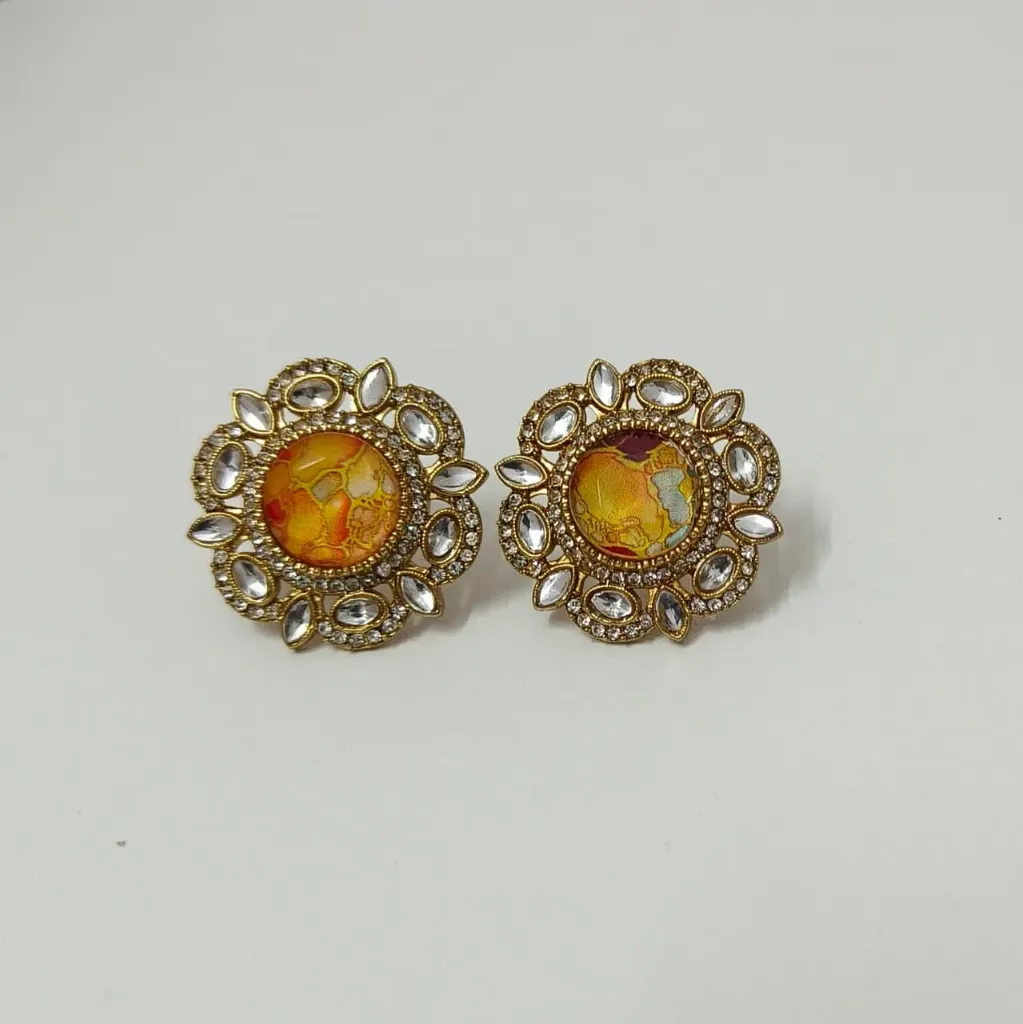 Textured Crystal Cluster Stud Earrings
