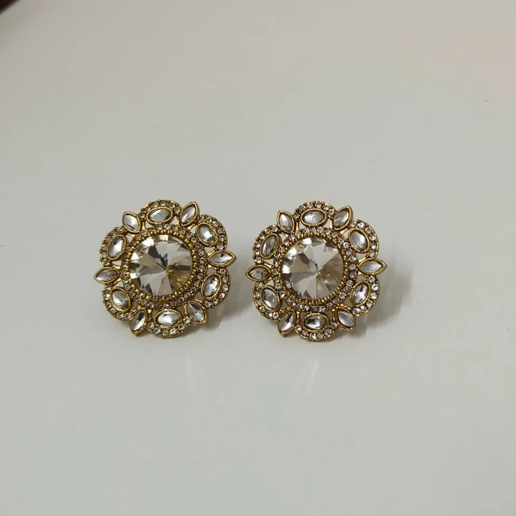 Textured Crystal Cluster Stud Earrings