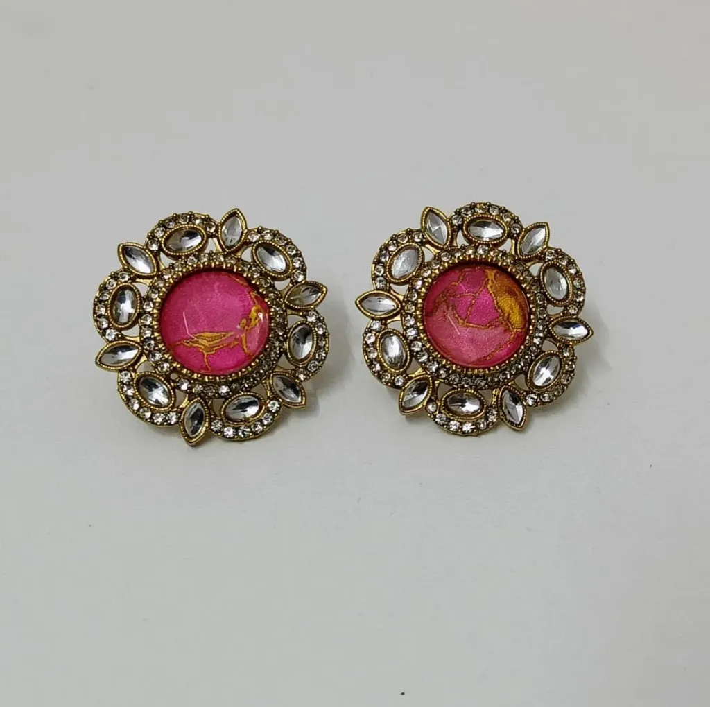 Textured Crystal Cluster Stud Earrings