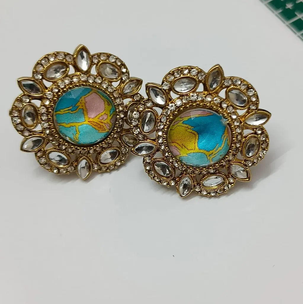 Textured Crystal Cluster Stud Earrings