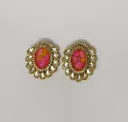 Oval Mosaic Stone Stud Earrings