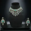 Emerald Drop Statement American Diamond Necklace Set