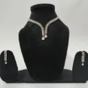 Feather Drop Elegance American Diamond Necklace Set