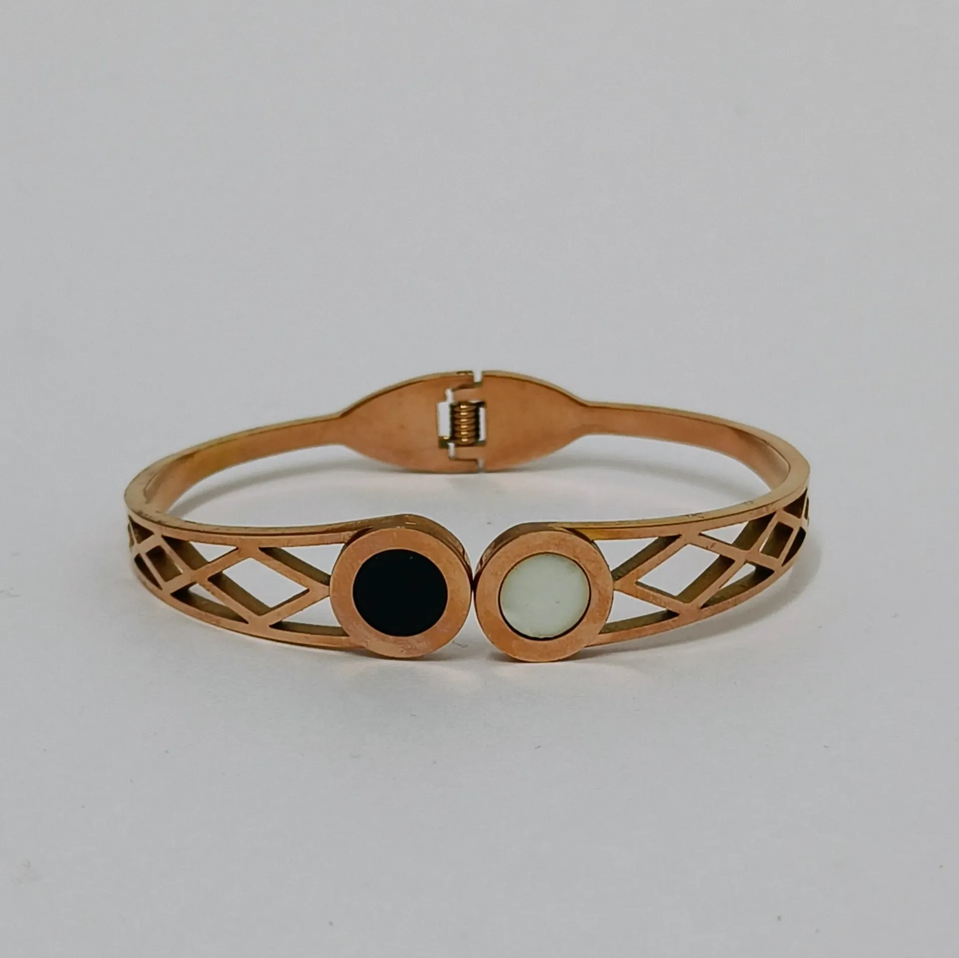Dual Enamel Geometric Cuff Bracelet