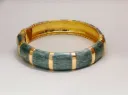 Green Textured Enamel Ribbed Anti Tarnish Bracelet