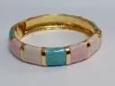 Pastel Tricolour Enamel Ribbed Anti-Tarnish Bracelet