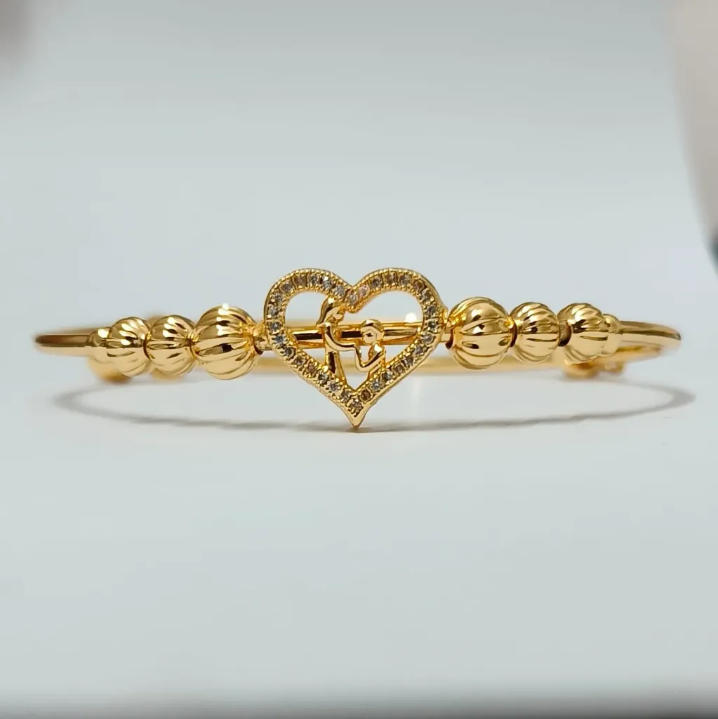 [ATBGHG001] Golden Ghunghroo Heart Bracelet
