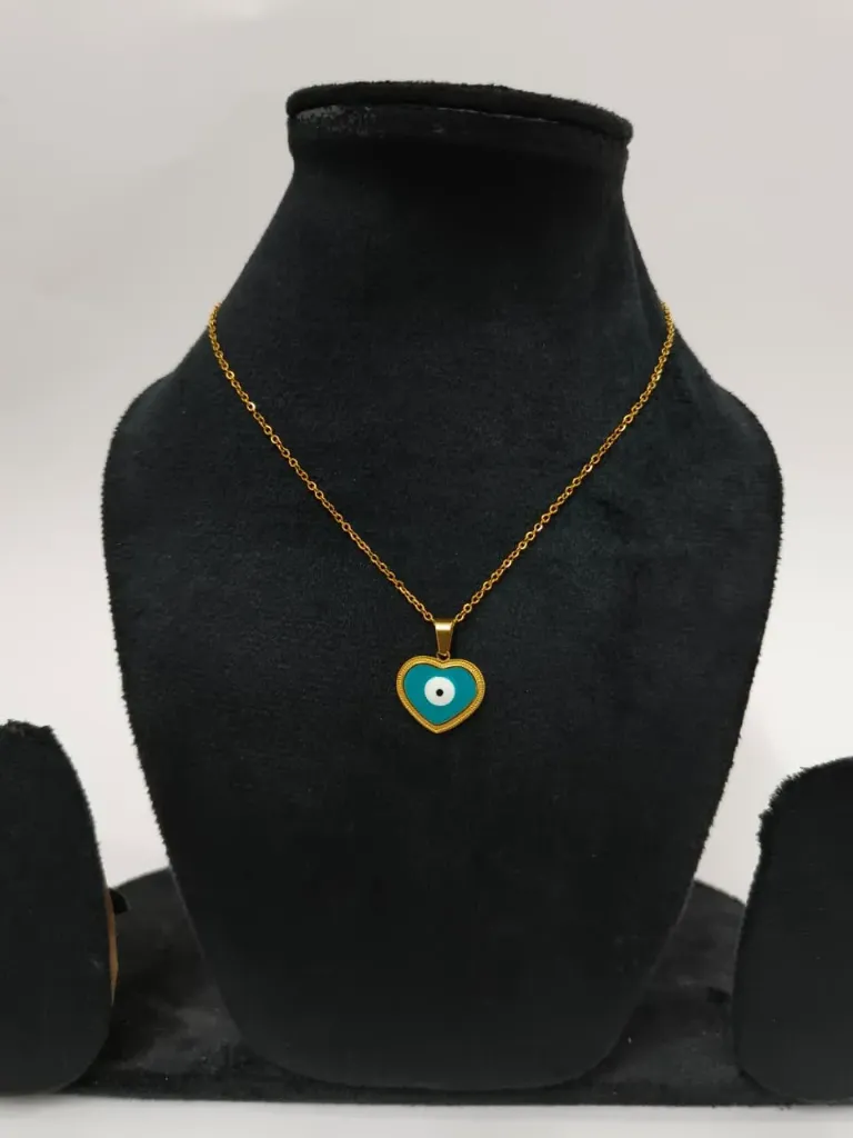 [CG010] Evil Eye Heart Charm Pendant Necklace