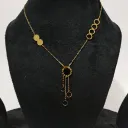 Black Enamel Roman Dial Drop Necklace