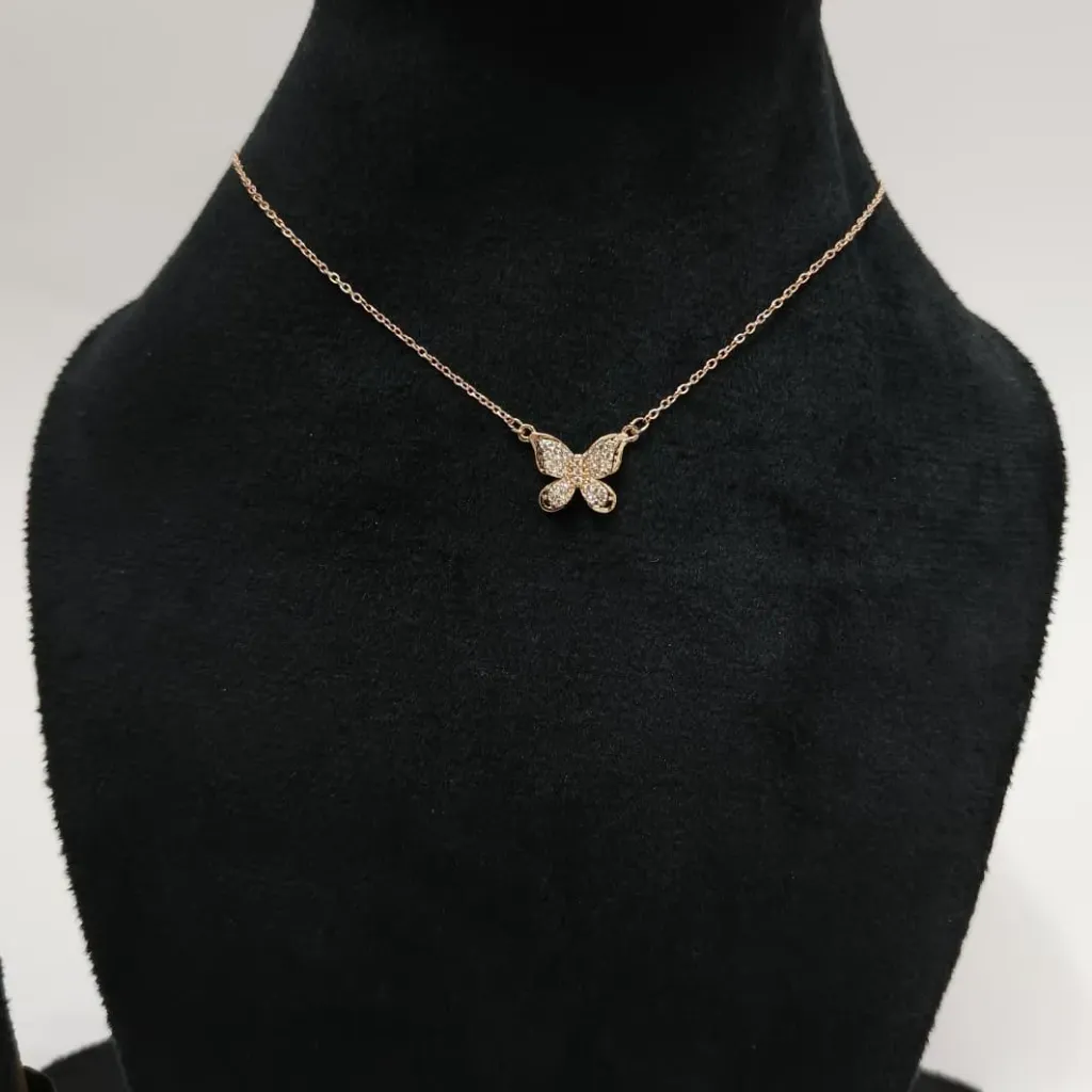 [CRG002] Rose Gold Butterfly Crystal Pendant Necklace