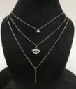 Evil Eye Layered Silver Necklace – Triple Chain Design