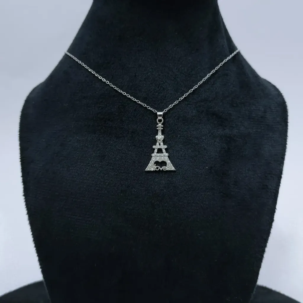 [CS002] Paris Love Eiffel Tower Silver Necklace