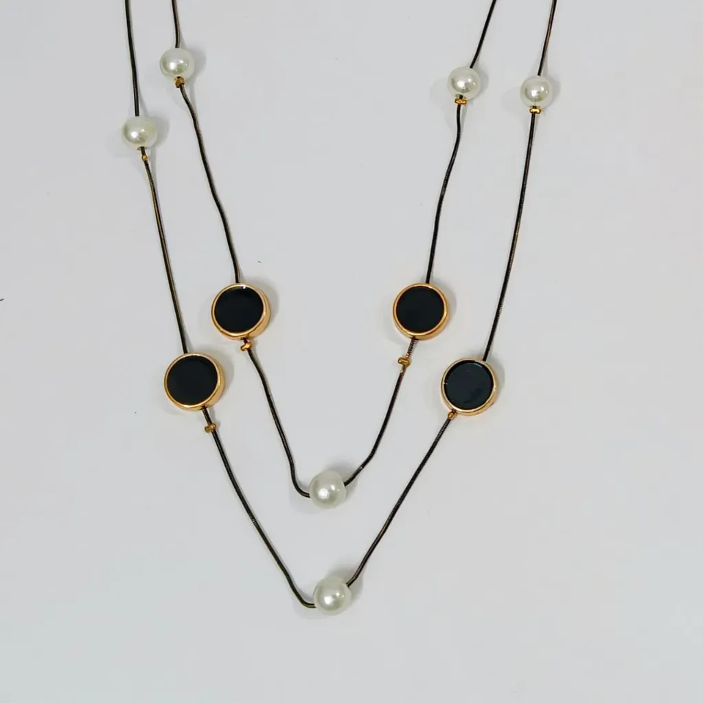 [CB001] Midnight Pearl Layered Necklace