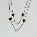 Midnight Heart Pearl Layered Necklace